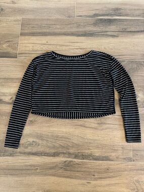 Glyder Black Stripe Cropped Long Sleeve Top